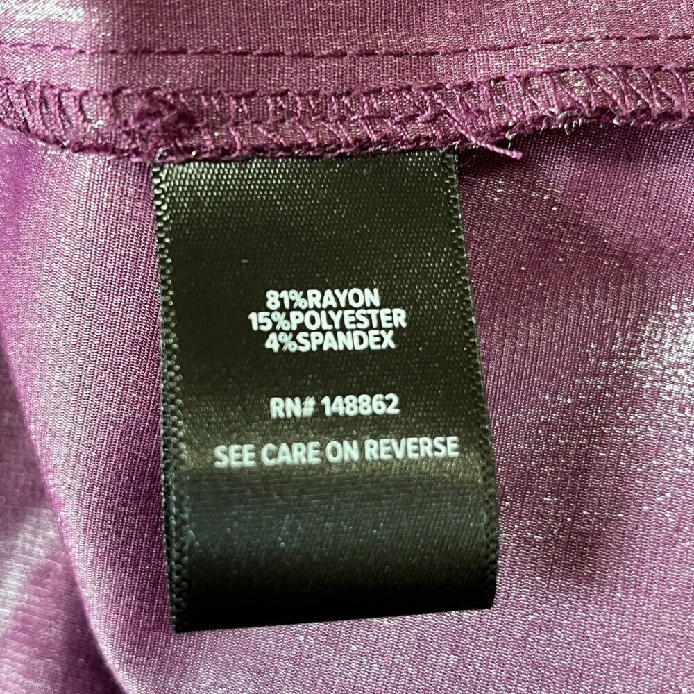 Retro Chic by Torrid Tie Neck Button Down Purple Short Sleeve Dress Shirt Size 1 - Picture 8 of 9